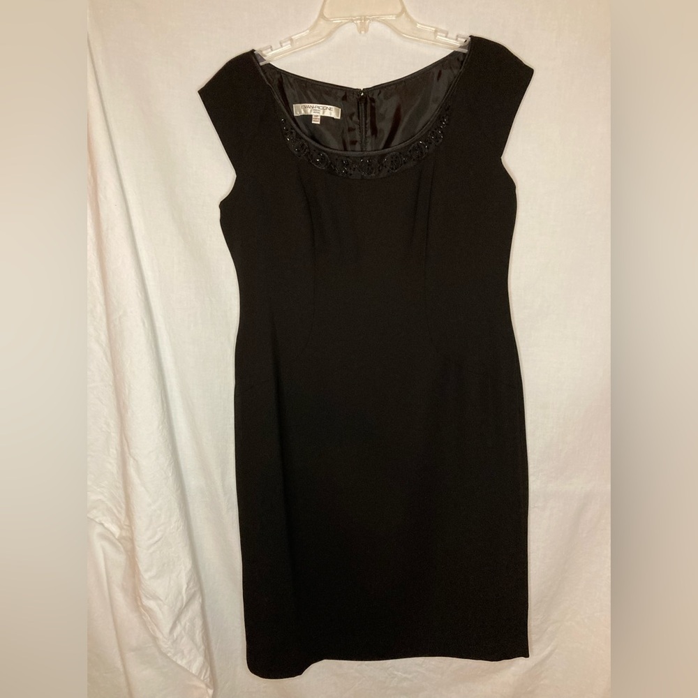 Evan Picone woman’s cocktail formal evening dress hand beading black 10P